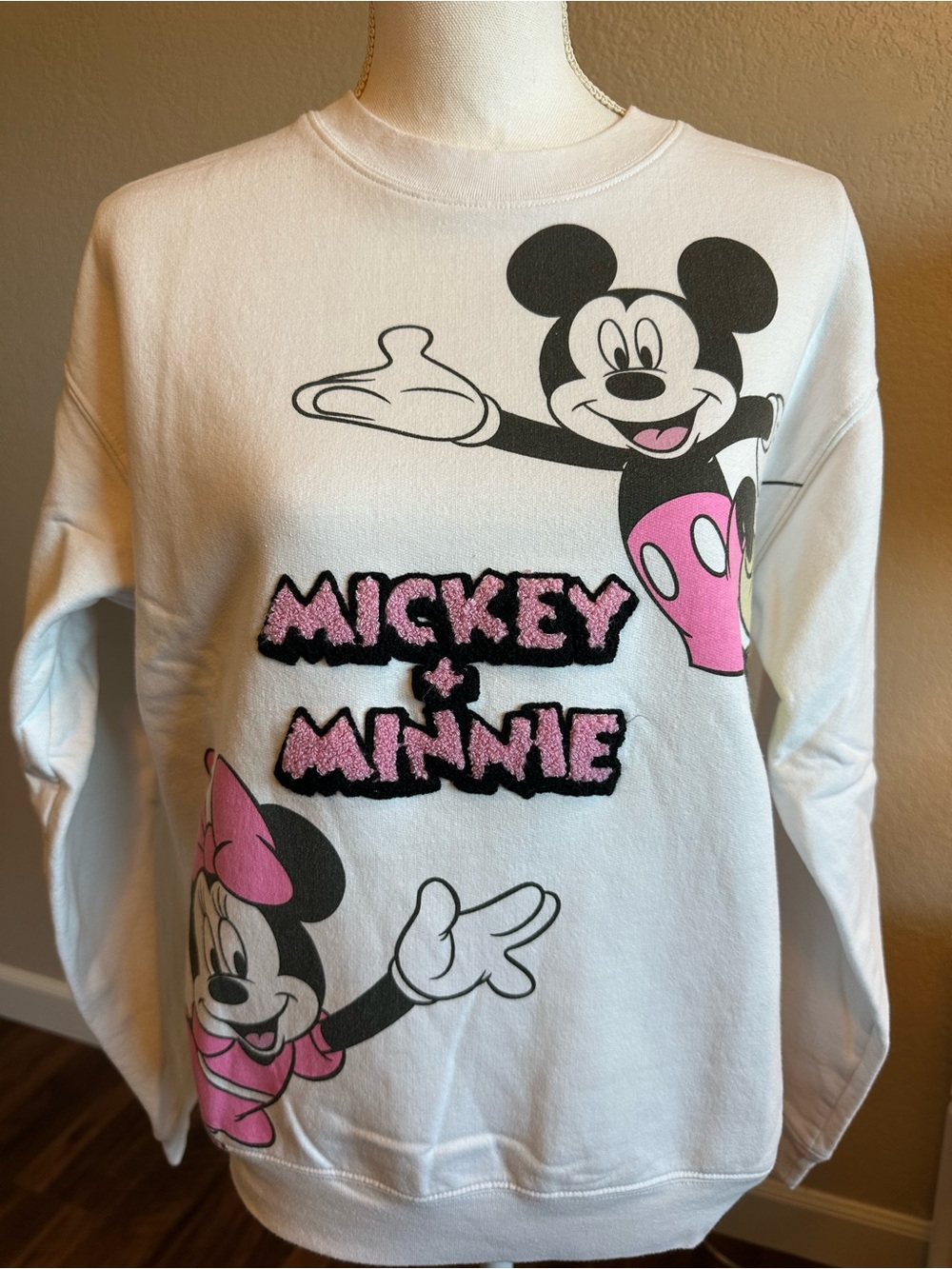 Disney White Mickey Mouse Pullover with Black Print